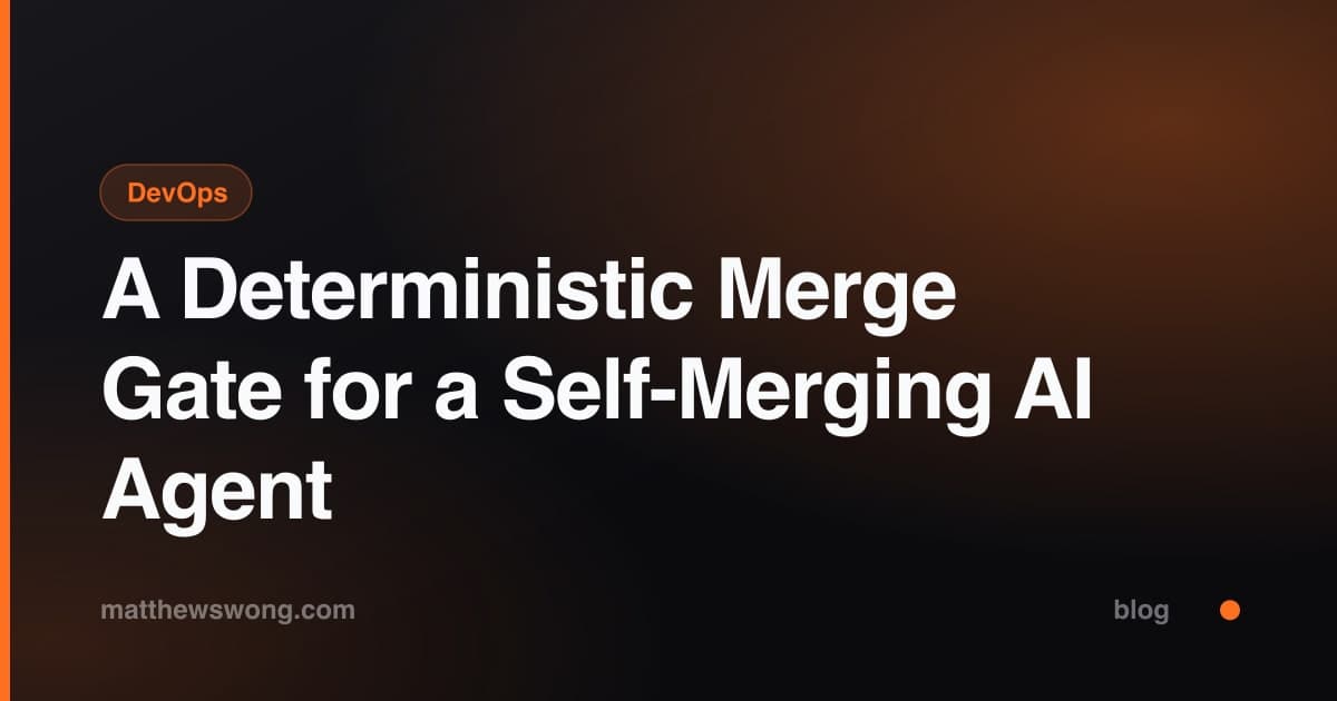 A Deterministic Merge Gate for a Self-Merging AI Agent