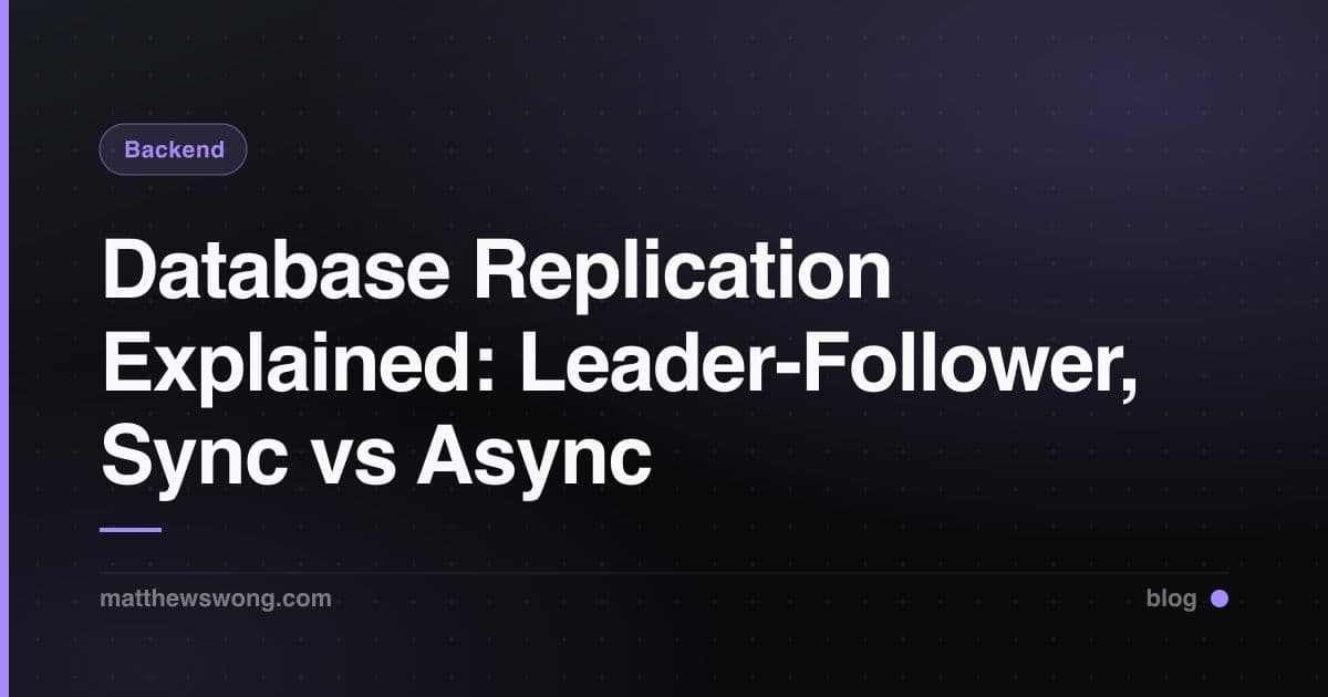 Database Replication Explained: Leader-Follower, Sync vs Async