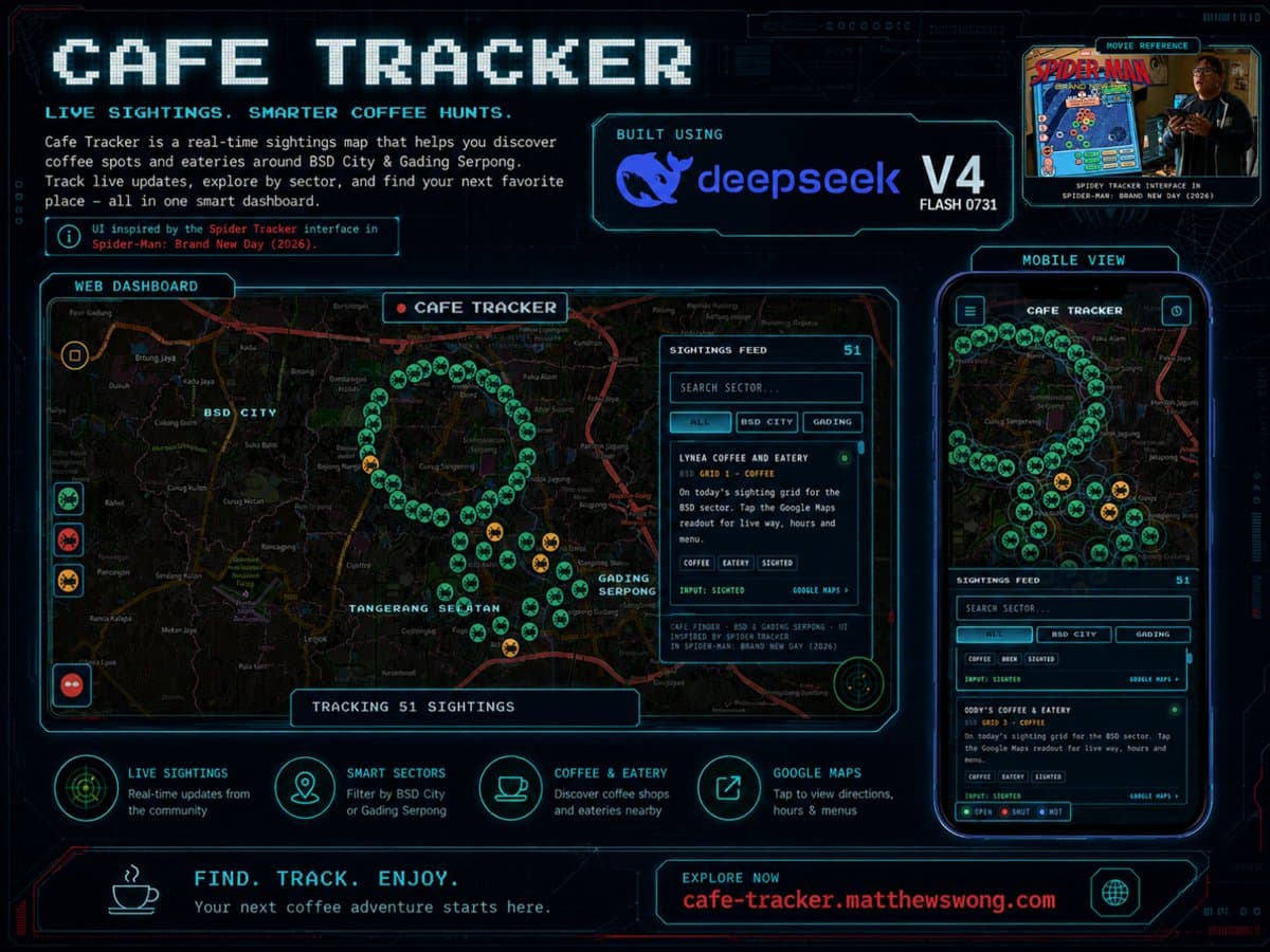 DeepSeek V4 Flash: Building a Spider-Man Cafe Tracker