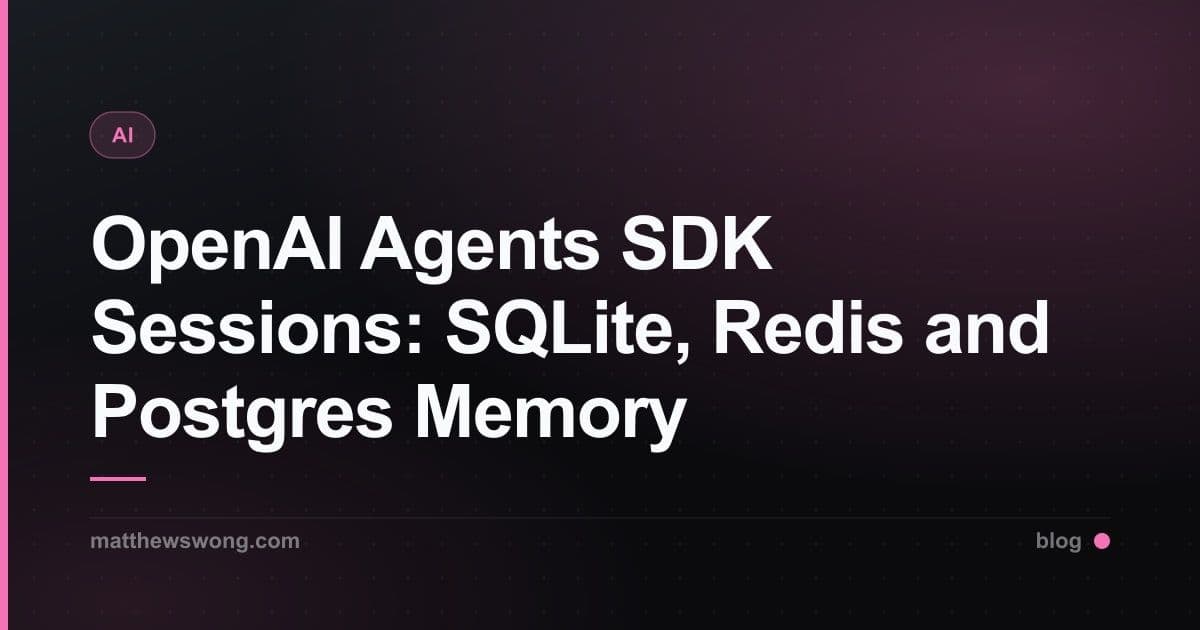 OpenAI Agents SDK Sessions: Memory SQLite, Redis dan Postgres
