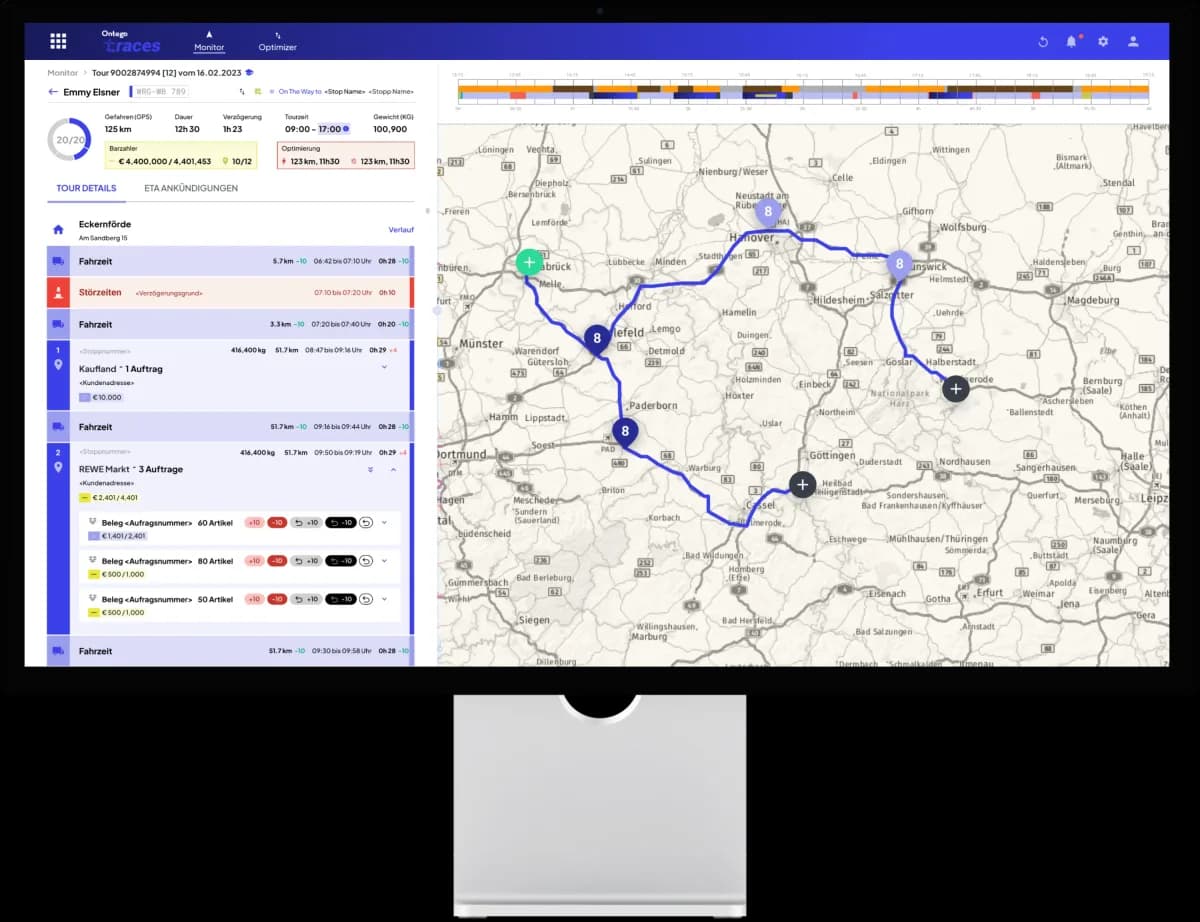 Ontego Traces — tour monitoring and route optimisation dashboard