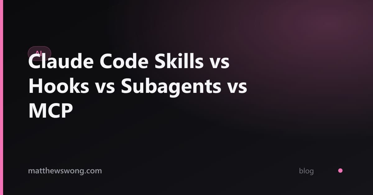 Claude Code Skills vs Hooks vs Subagents vs MCP