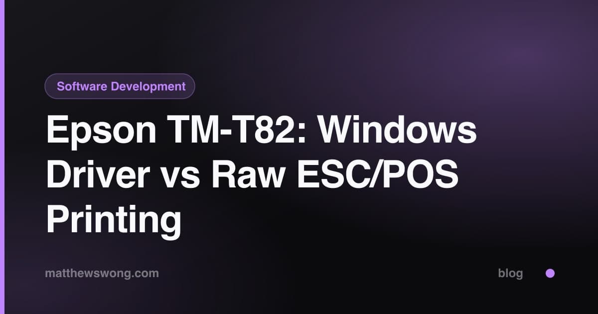 Epson TM-T82: Driver Windows vs ESC/POS Mentah