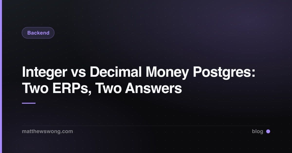 Integer vs Decimal untuk Uang di Postgres: Dua ERP, Dua Jawaban