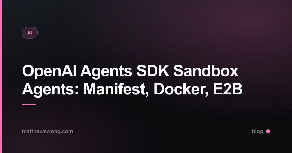 OpenAI Agents SDK Sandbox Agents: Manifest, Docker, E2B