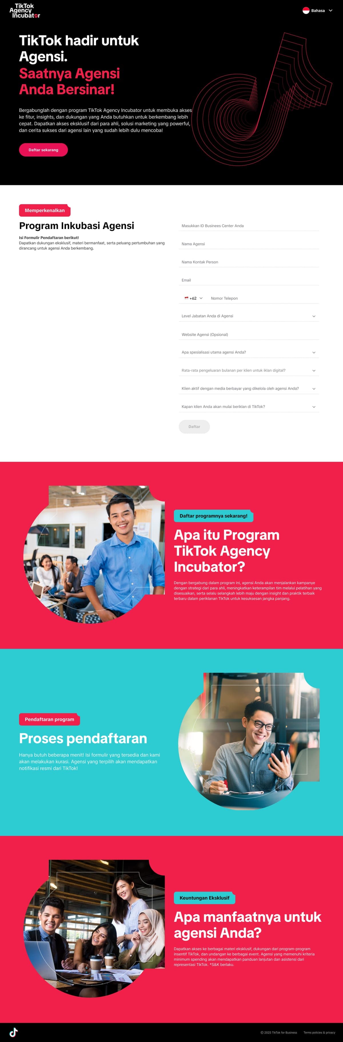TikTok Agency Incubator di desktop